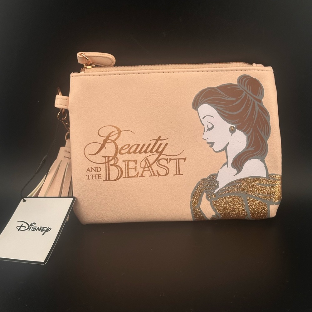 Disney Beauty and the Beast Pink Wristlet / Makeup Bag